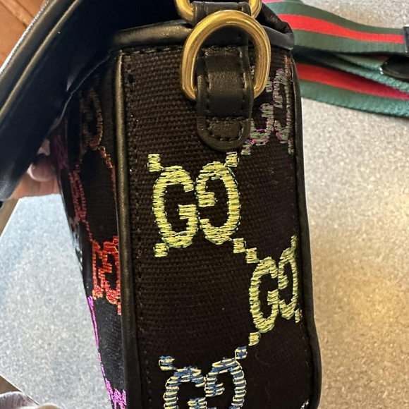 G Denim Shoulder Bag with Gold Accents - Picture 3 of 3